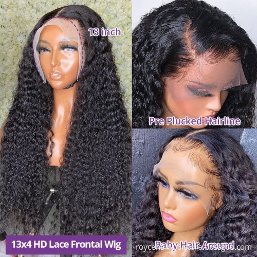 Wholesale Long Curly Hair Lace Wigs Indian Virgin Human Hair Free Part Cuticle Aligned 13x4 Lace Front Wig With Baby Hair